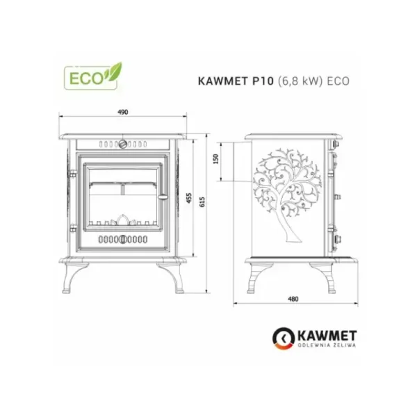 Piec żeliwny KAWMET P10 (6,8 kW) ECO