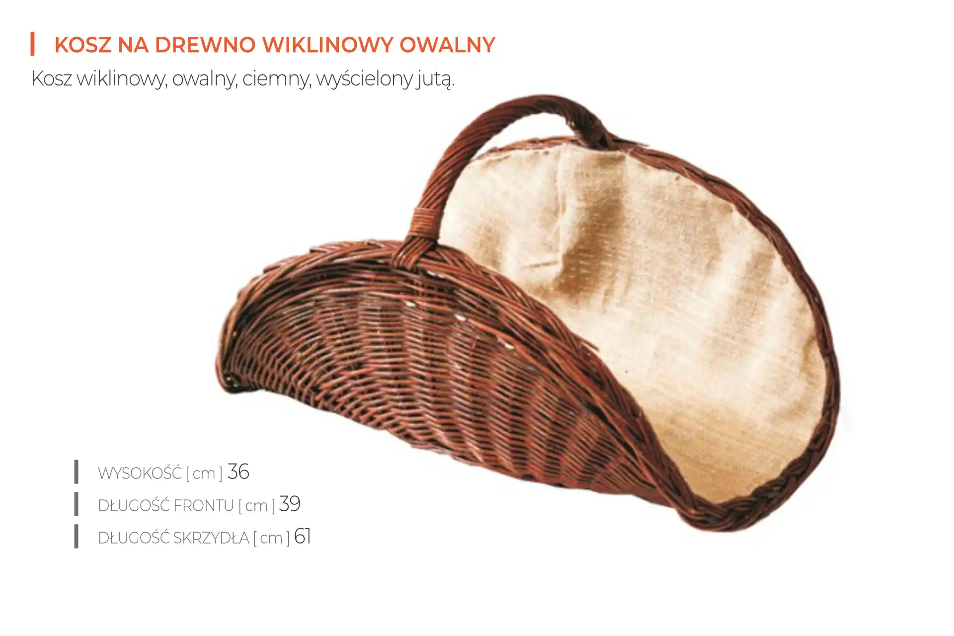 Kosz wiklinowy owalny z jutą
