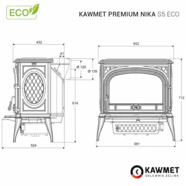 Piec żeliwny KAWMET Premium NIKA S5 ECO