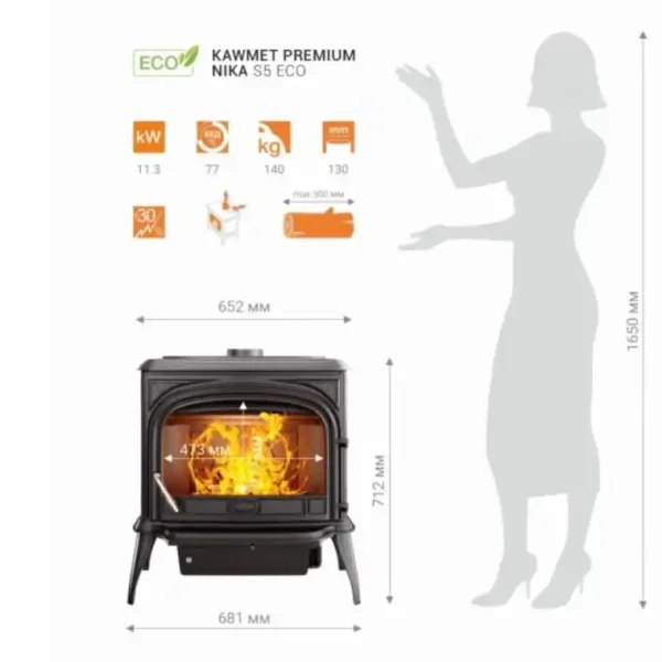 Piec żeliwny KAWMET Premium NIKA S5 ECO