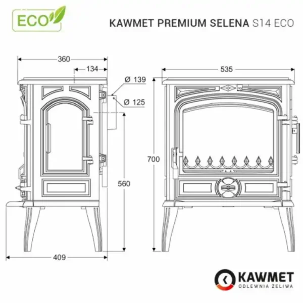 Piec żeliwny SELENA S14 ECO