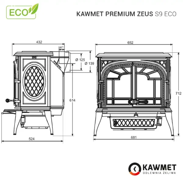 Piec żeliwny ZEUS S9 ECO